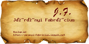 Járányi Fabrícius névjegykártya